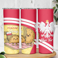 Personalised Poland Pierogi Skinny Tumbler Polish Dumplings With Coat Of Arms