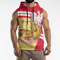 Personalised Poland Pierogi Sleeveless Hoodie Polish Dumplings With Coat Of Arms