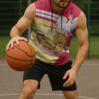 Personalised Poland Pierogi Sleeveless Hoodie Polish Dumplings With Coat Of Arms
