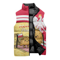Personalised Poland Pierogi Sleeveless Puffer Jacket Polish Dumplings With Coat Of Arms