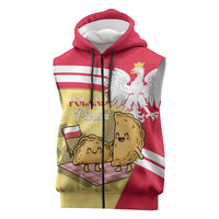 Personalised Poland Pierogi Sleeveless Zip Hoodie Polish Dumplings With Coat Of Arms