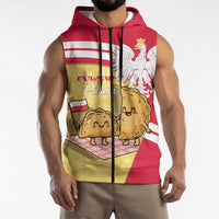 Personalised Poland Pierogi Sleeveless Zip Hoodie Polish Dumplings With Coat Of Arms