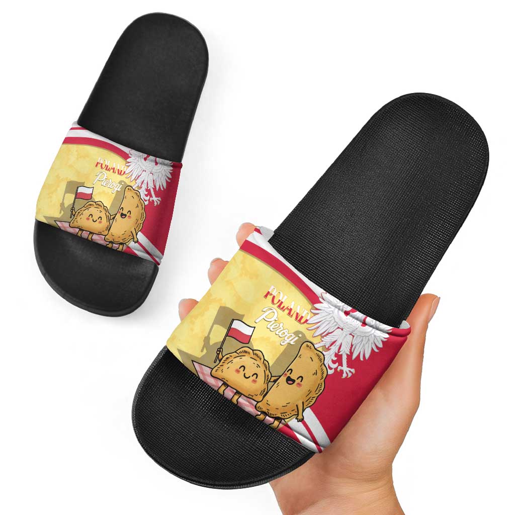 Poland Pierogi Slide Sandals Polish Dumplings With Coat Of Arms
