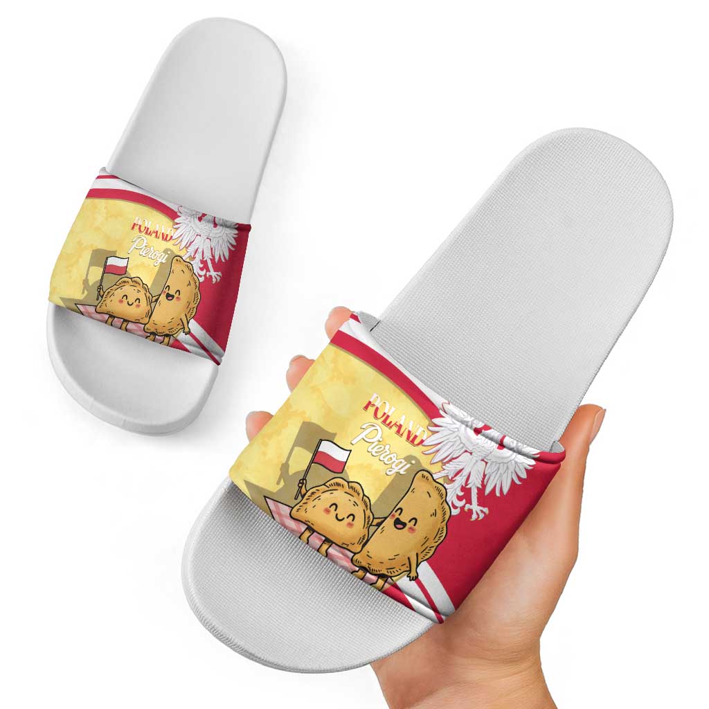 Poland Pierogi Slide Sandals Polish Dumplings With Coat Of Arms