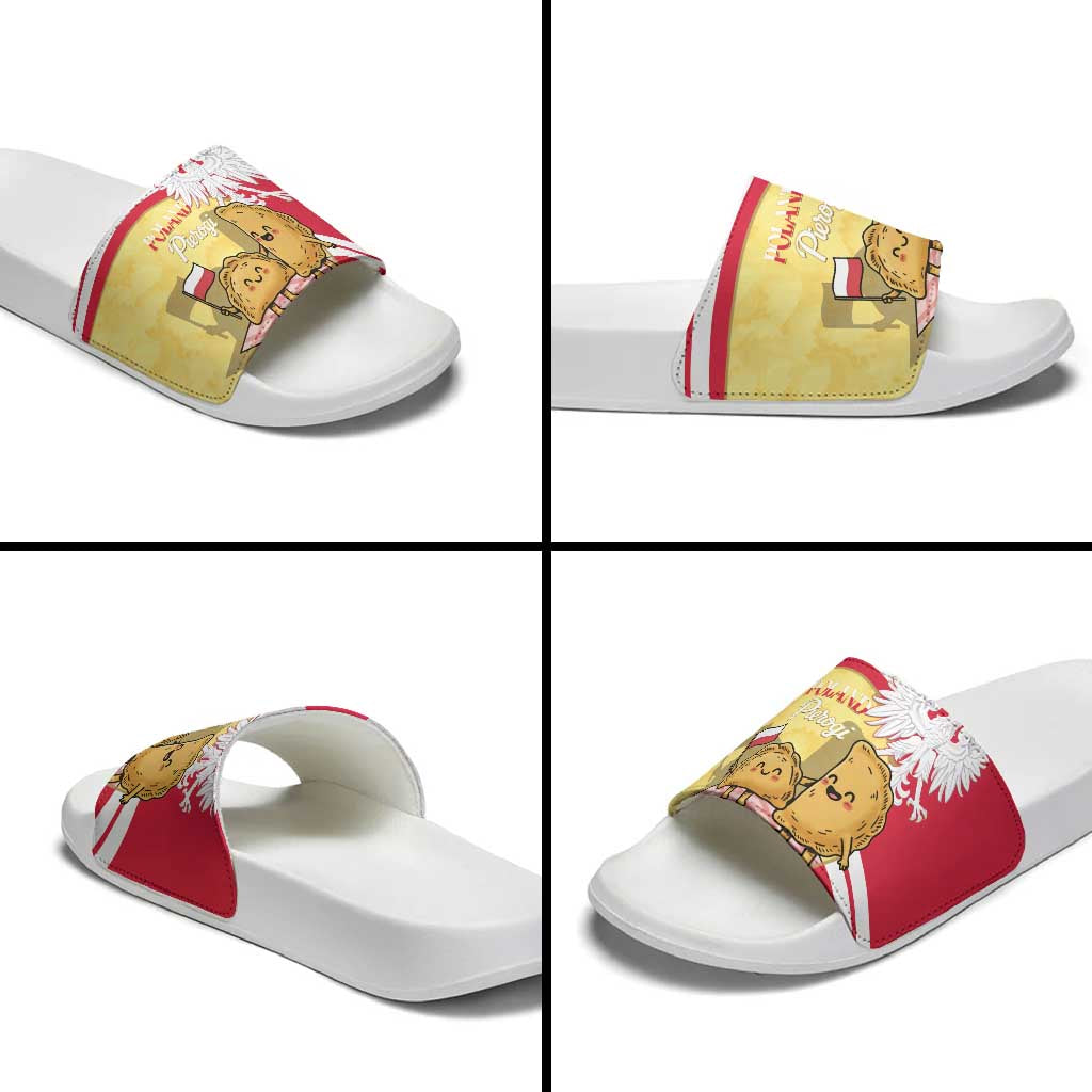 Poland Pierogi Slide Sandals Polish Dumplings With Coat Of Arms