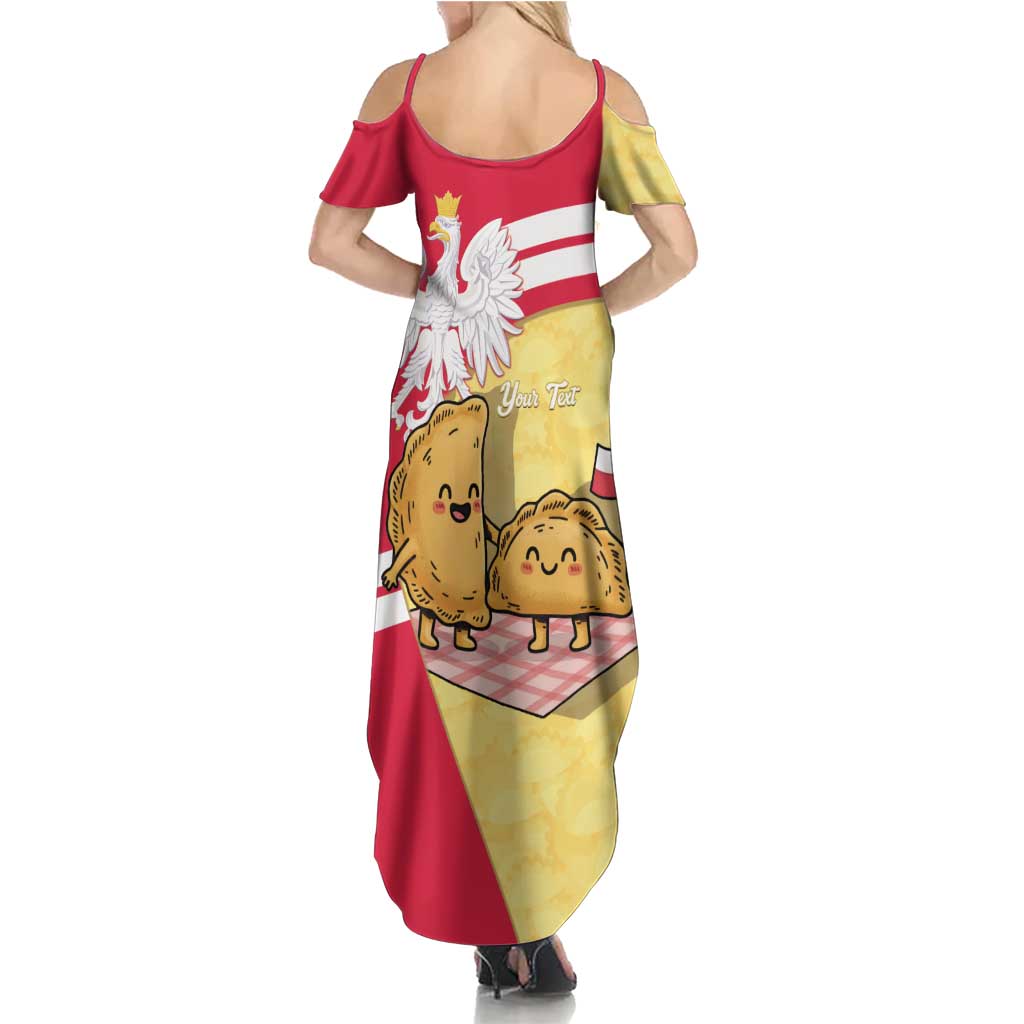 Personalised Poland Pierogi Summer Maxi Dress Polish Dumplings With Coat Of Arms