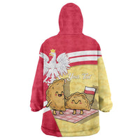 Personalised Poland Pierogi Wearable Blanket Hoodie Polish Dumplings With Coat Of Arms