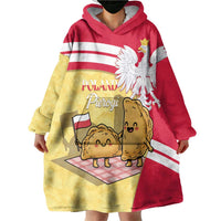 Personalised Poland Pierogi Wearable Blanket Hoodie Polish Dumplings With Coat Of Arms