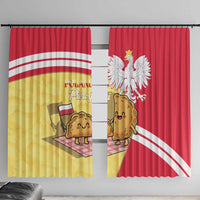 Poland Pierogi Window Curtain Polish Dumplings With Coat Of Arms
