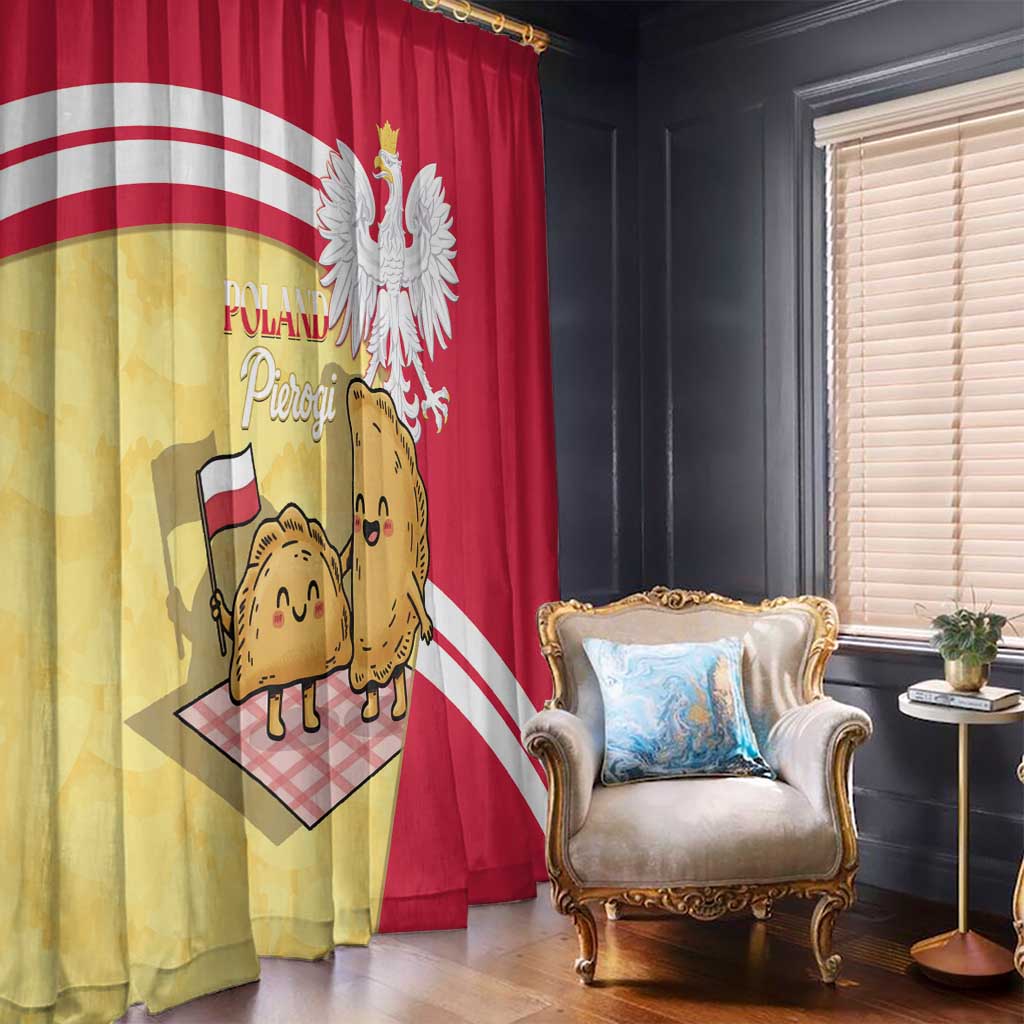 Poland Pierogi Window Curtain Polish Dumplings With Coat Of Arms
