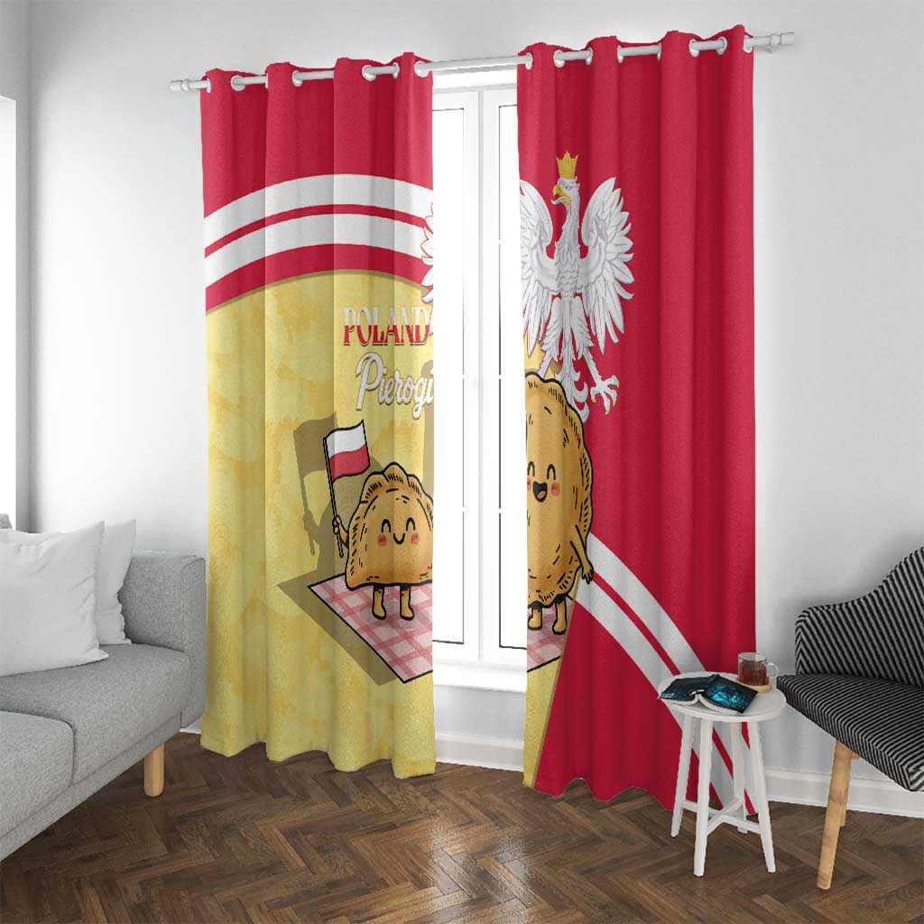 Poland Pierogi Window Curtain Polish Dumplings With Coat Of Arms