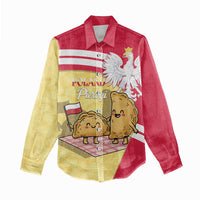 Personalised Poland Pierogi Women Casual Shirt Polish Dumplings With Coat Of Arms