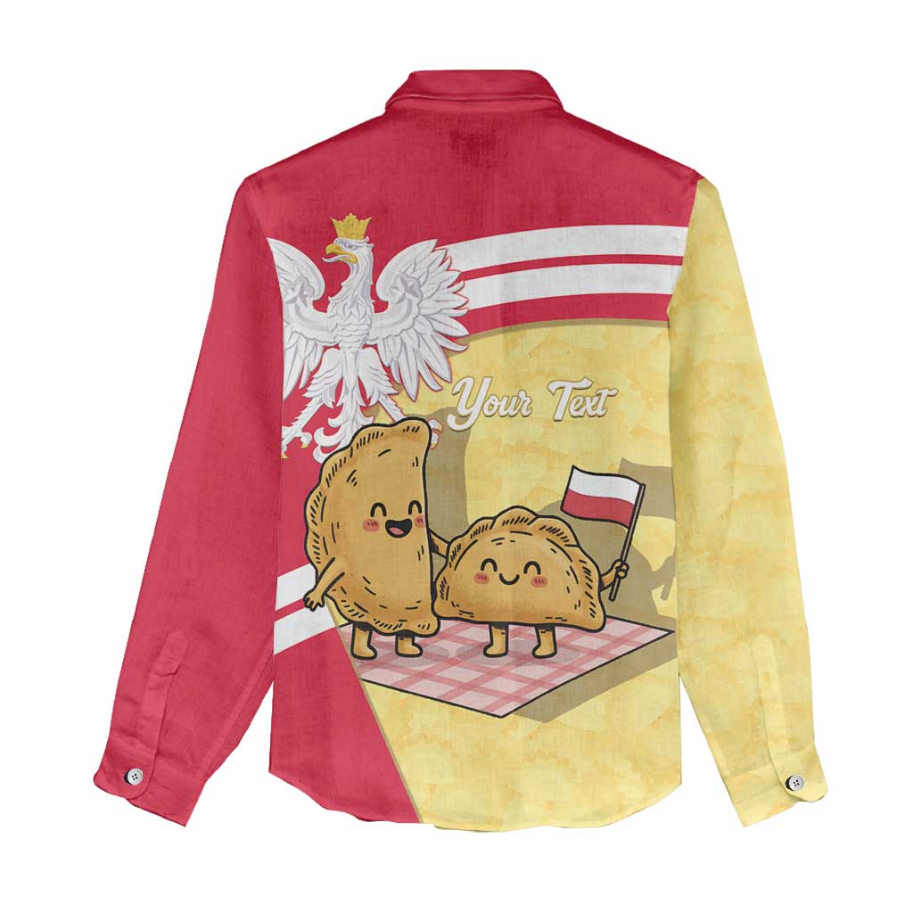 Personalised Poland Pierogi Women Casual Shirt Polish Dumplings With Coat Of Arms