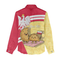 Personalised Poland Pierogi Women Casual Shirt Polish Dumplings With Coat Of Arms