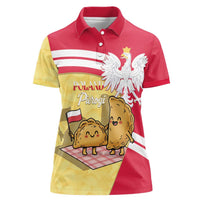 Personalised Poland Pierogi Women Polo Shirt Polish Dumplings With Coat Of Arms