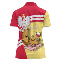 Personalised Poland Pierogi Women Polo Shirt Polish Dumplings With Coat Of Arms