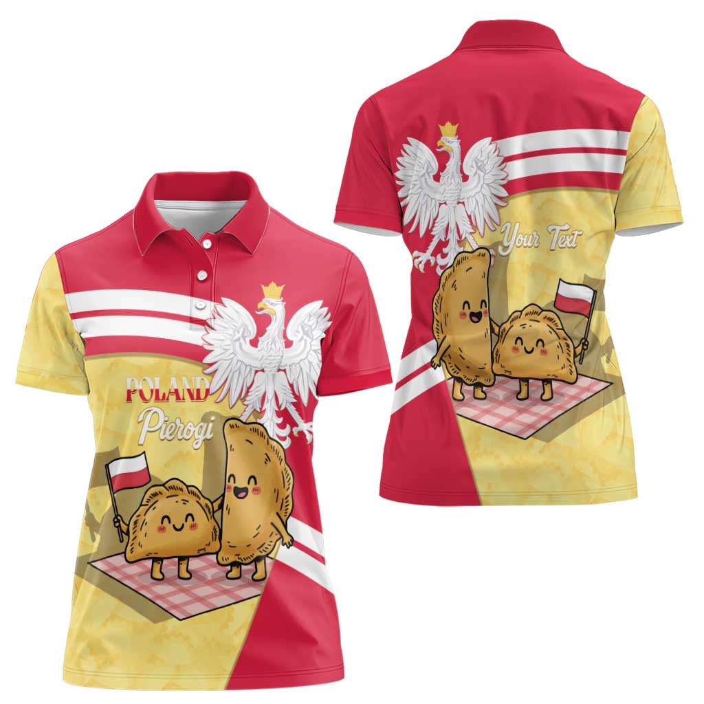 Personalised Poland Pierogi Women Polo Shirt Polish Dumplings With Coat Of Arms