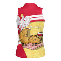 Personalised Poland Pierogi Women Sleeveless Polo Shirt Polish Dumplings With Coat Of Arms
