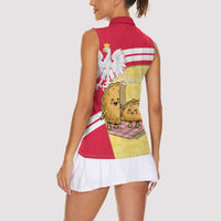 Personalised Poland Pierogi Women Sleeveless Polo Shirt Polish Dumplings With Coat Of Arms