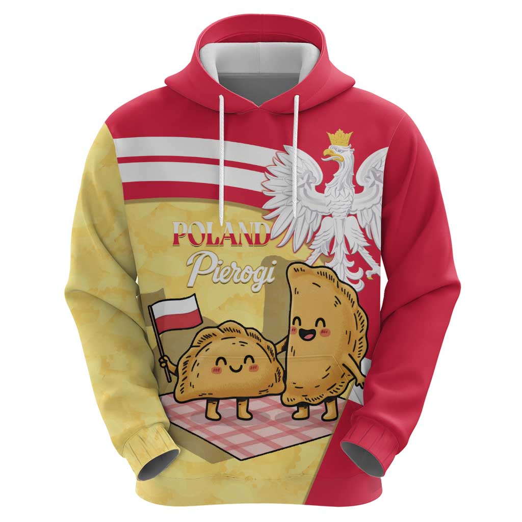 Personalised Poland Pierogi Zip Hoodie Polish Dumplings With Coat Of Arms