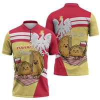 Personalised Poland Pierogi Zipper Polo Shirt Polish Dumplings With Coat Of Arms