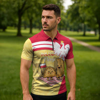 Personalised Poland Pierogi Zipper Polo Shirt Polish Dumplings With Coat Of Arms