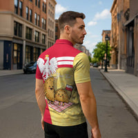 Personalised Poland Pierogi Zipper Polo Shirt Polish Dumplings With Coat Of Arms