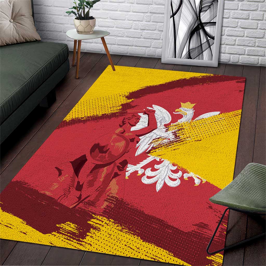 Mermaid of Warsaw Poland Area Rug Polish Capital City Grunge Style