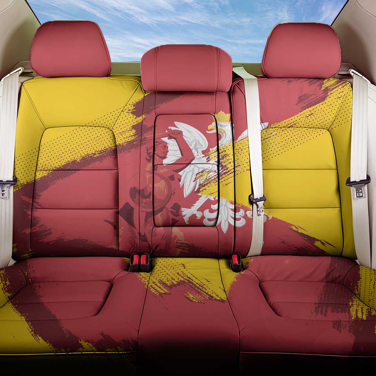 Mermaid of Warsaw Poland Back Car Seat Cover Polish Capital City Grunge Style