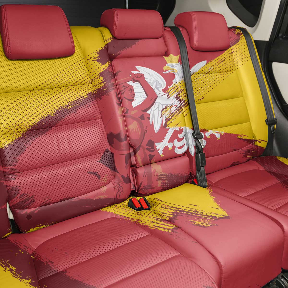 Mermaid of Warsaw Poland Back Car Seat Cover Polish Capital City Grunge Style