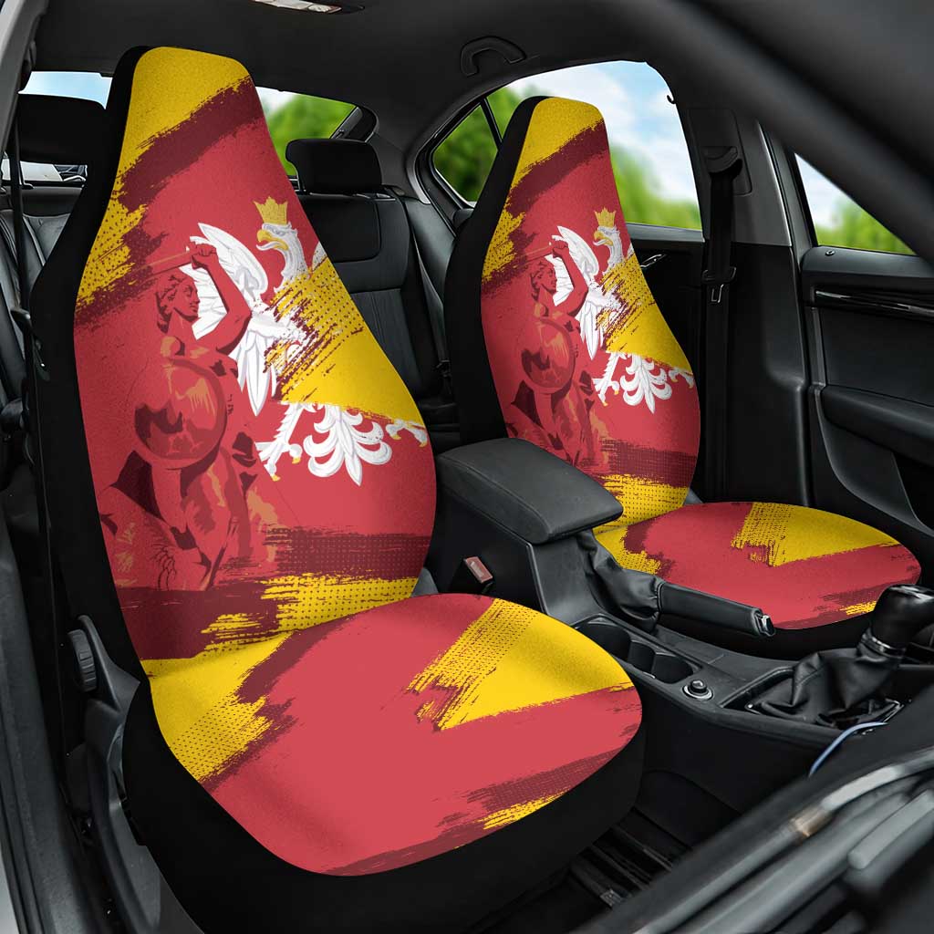 Mermaid of Warsaw Poland Car Seat Cover Polish Capital City Grunge Style