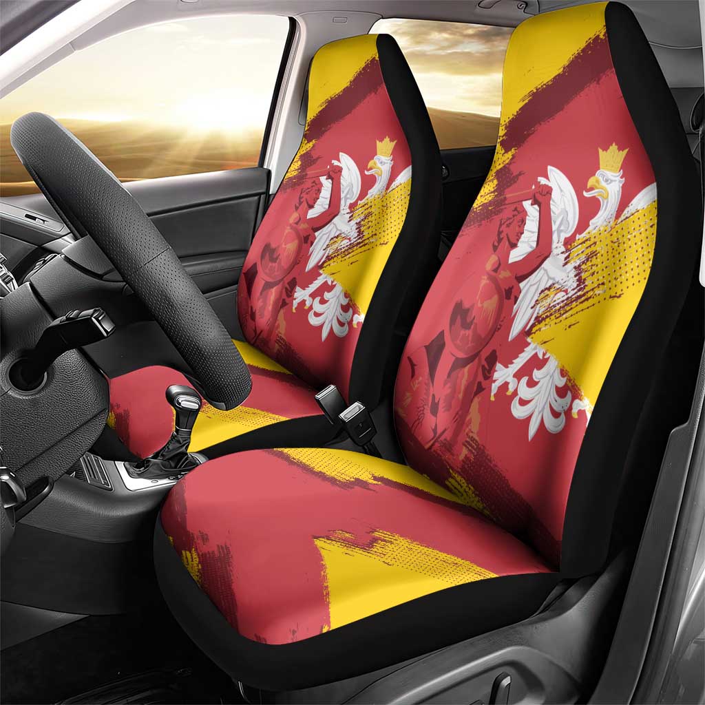 Mermaid of Warsaw Poland Car Seat Cover Polish Capital City Grunge Style
