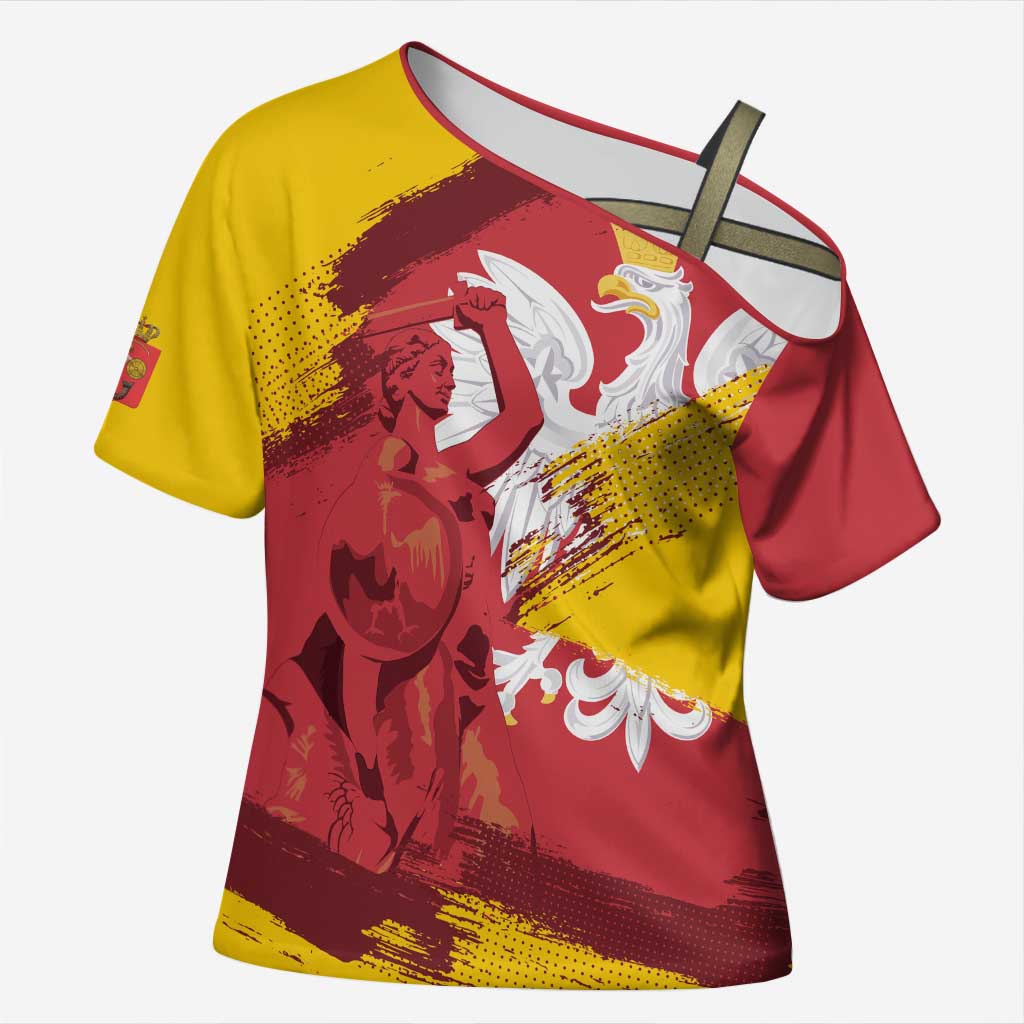 Mermaid of Warsaw Poland Cross Shoulder Shirt Polish Capital City Grunge Style