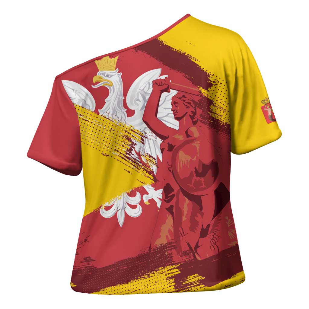 Mermaid of Warsaw Poland Cross Shoulder Shirt Polish Capital City Grunge Style