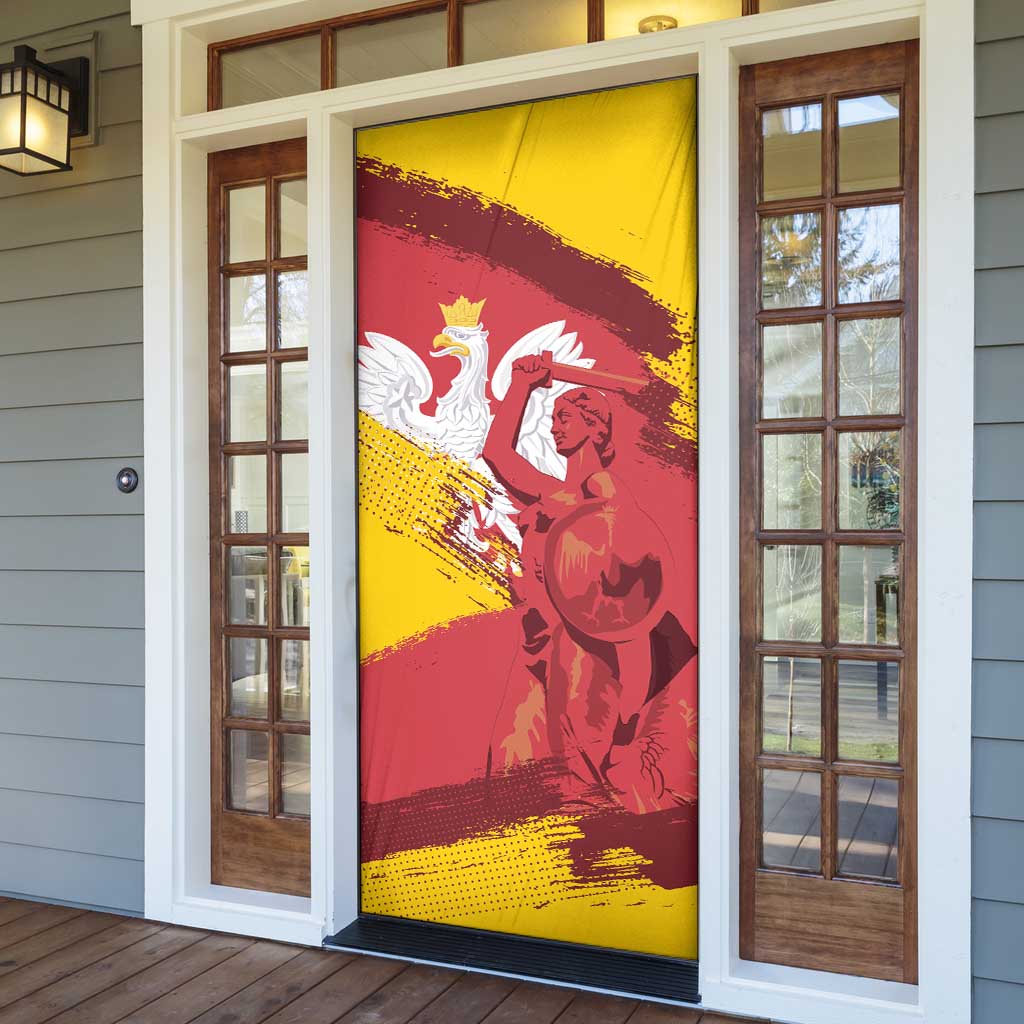 Mermaid of Warsaw Poland Door Cover Polish Capital City Grunge Style