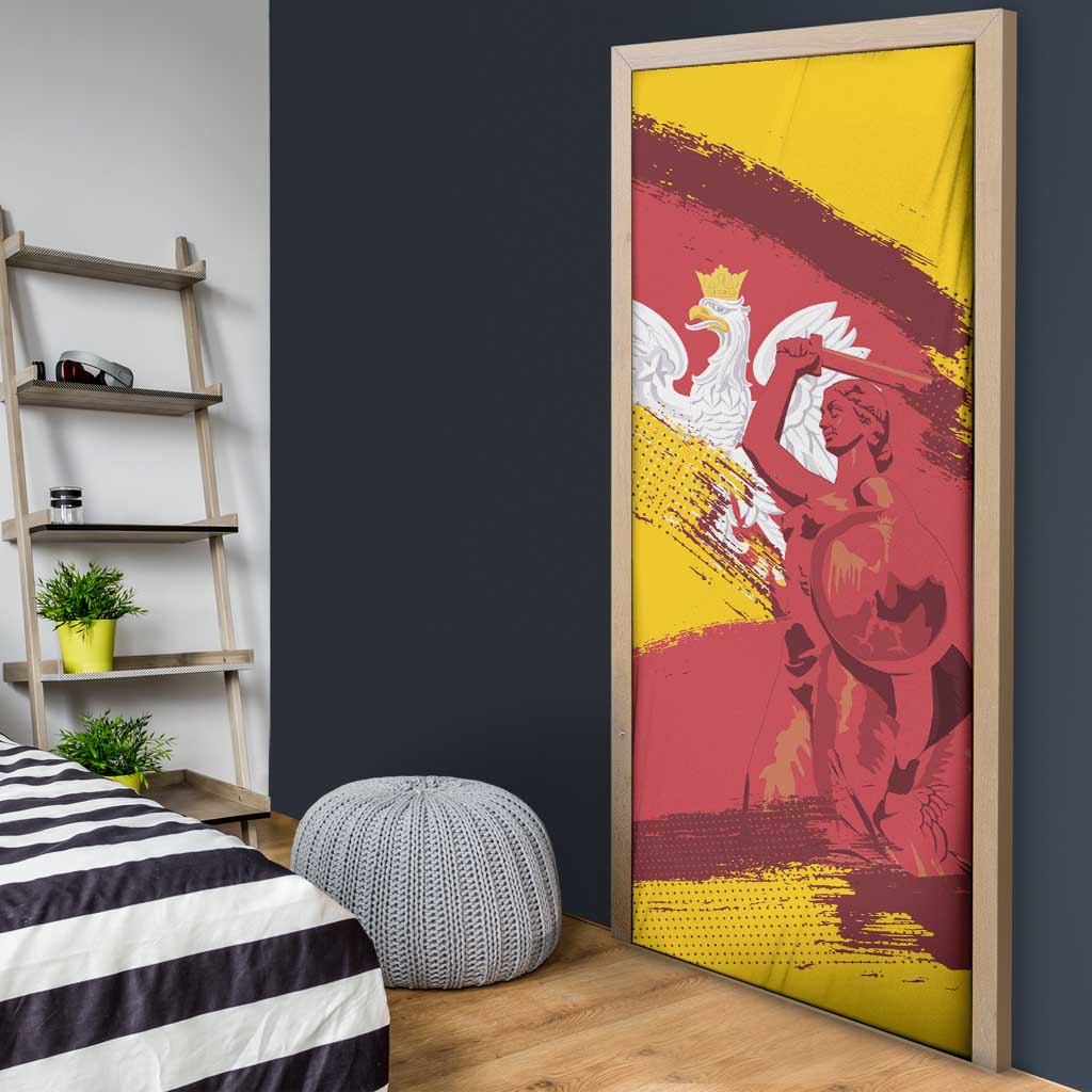 Mermaid of Warsaw Poland Door Cover Polish Capital City Grunge Style