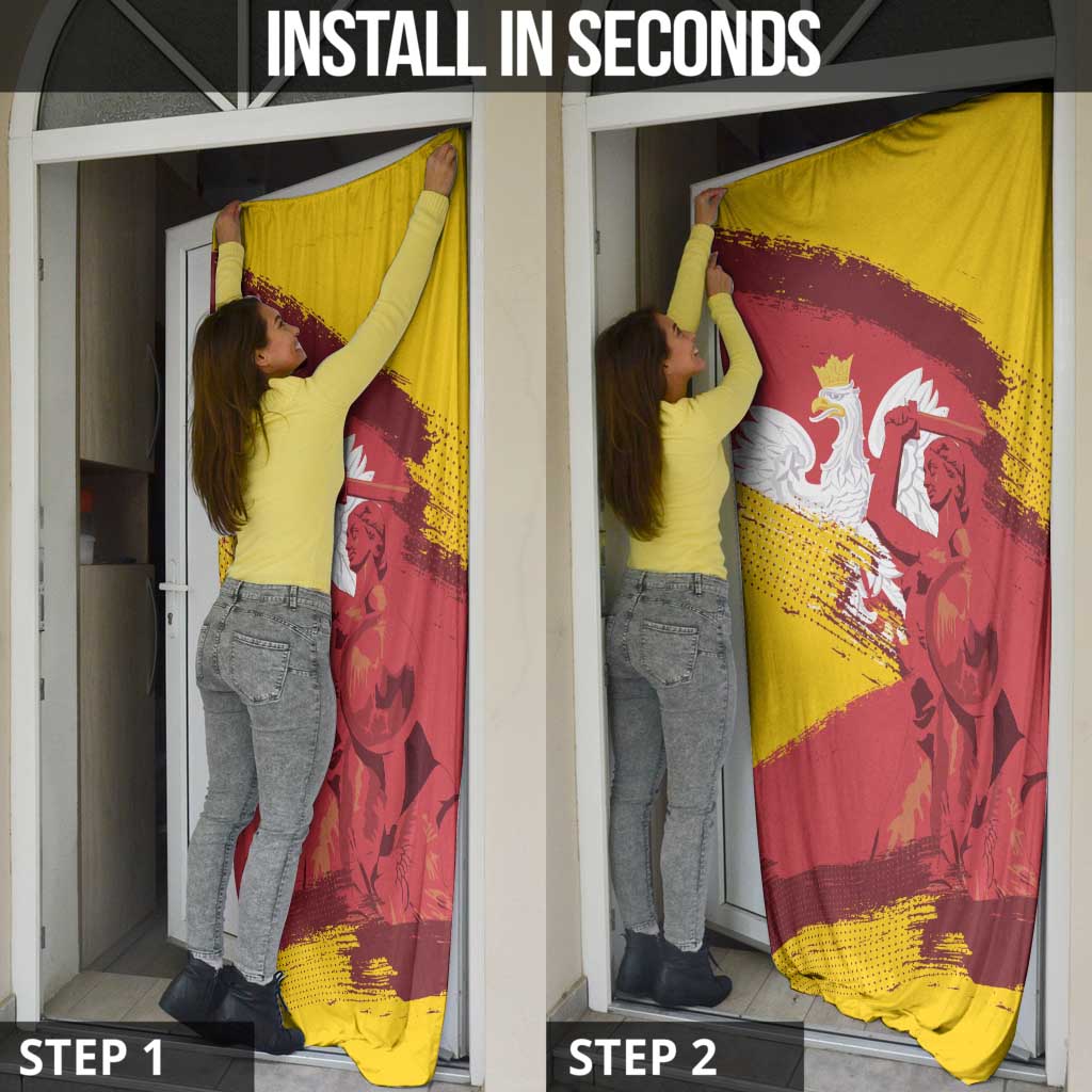 Mermaid of Warsaw Poland Door Cover Polish Capital City Grunge Style