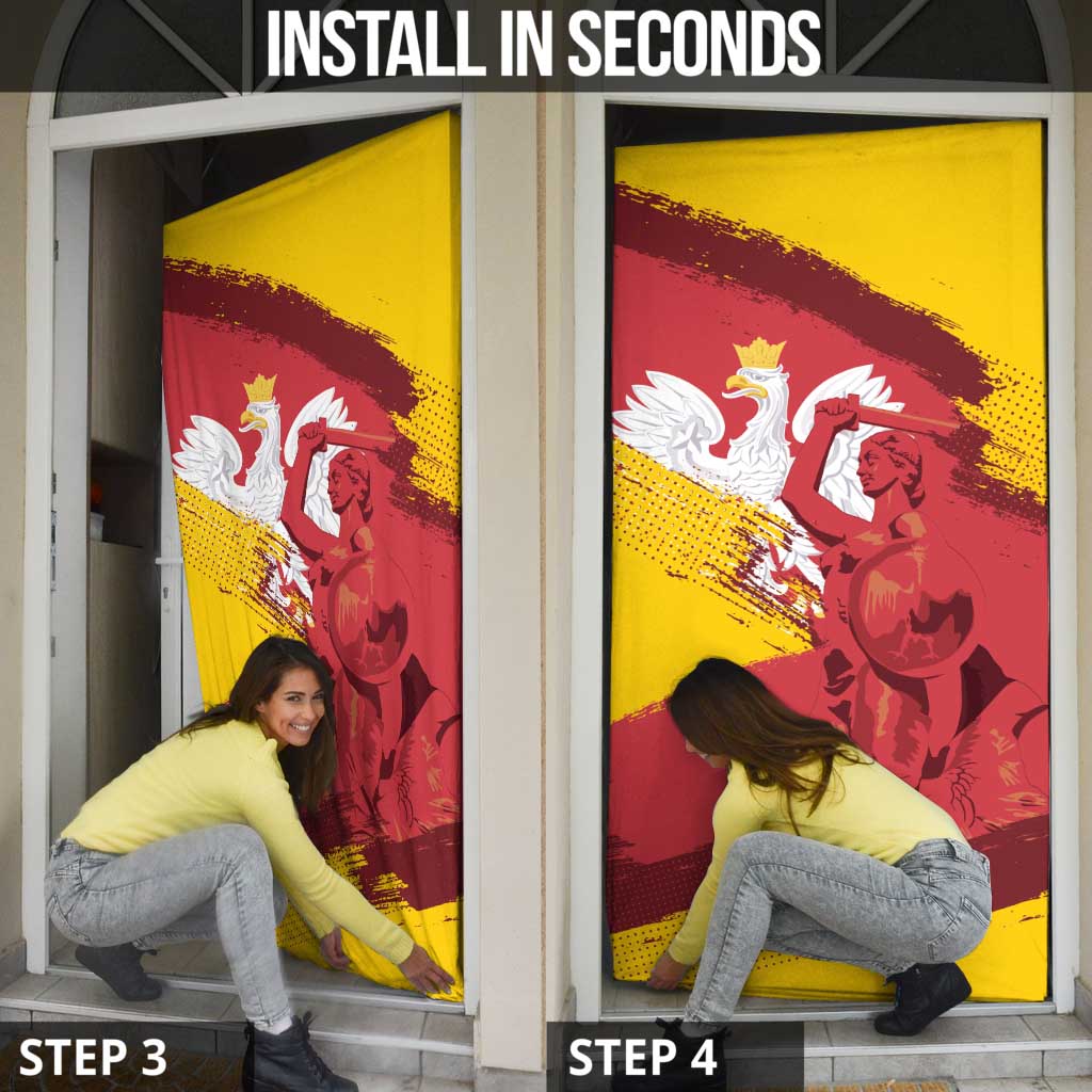 Mermaid of Warsaw Poland Door Cover Polish Capital City Grunge Style