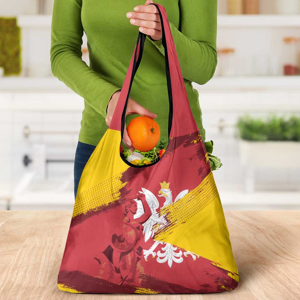 Mermaid of Warsaw Poland Grocery Bag Polish Capital City Grunge Style