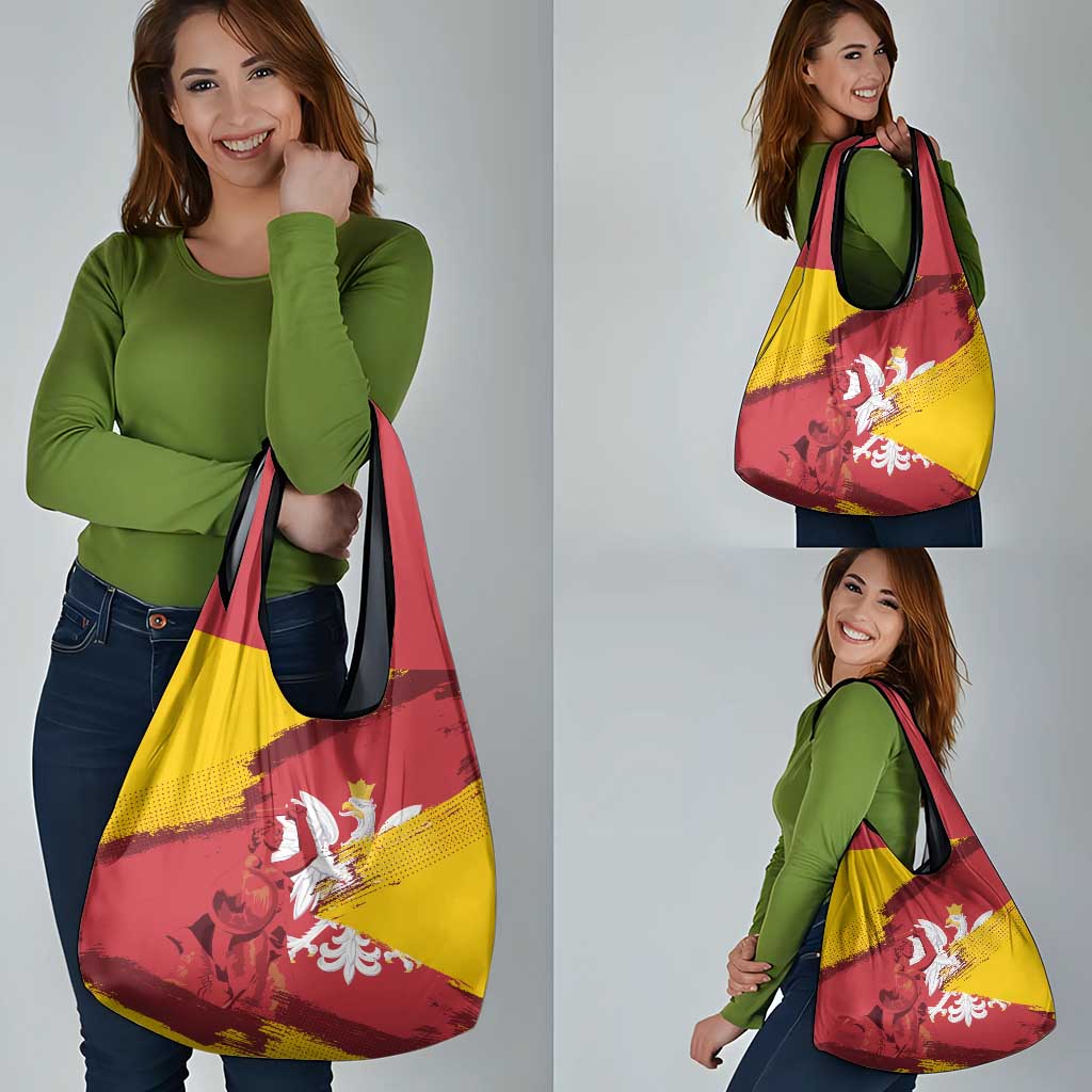 Mermaid of Warsaw Poland Grocery Bag Polish Capital City Grunge Style