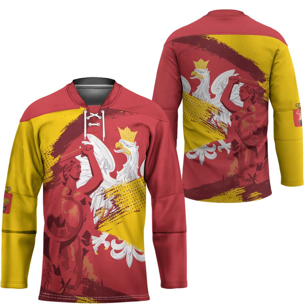 Mermaid of Warsaw Poland Hockey Jersey Polish Capital City Grunge Style