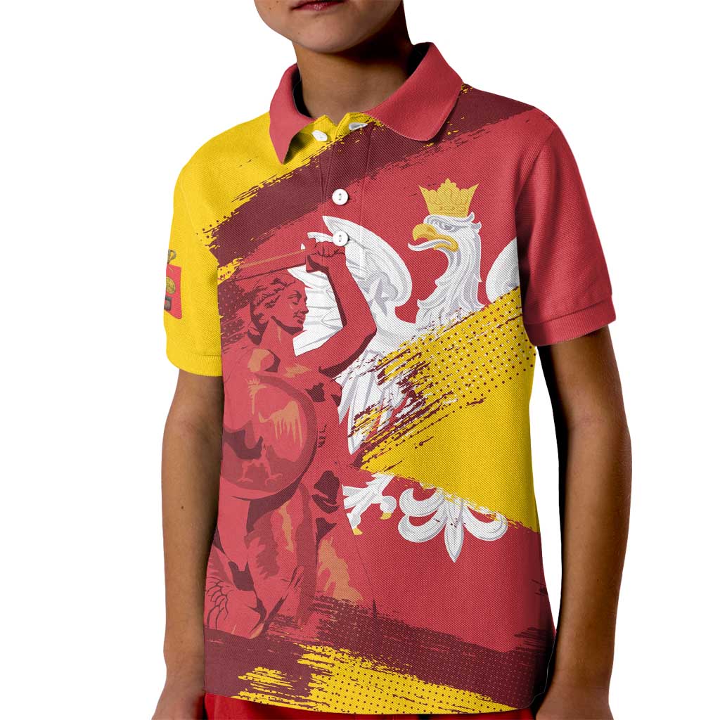 Mermaid of Warsaw Poland Kid Polo Shirt Polish Capital City Grunge Style