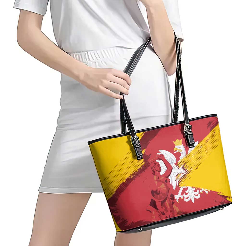 Mermaid of Warsaw Poland Leather Tote Bag Polish Capital City Grunge Style