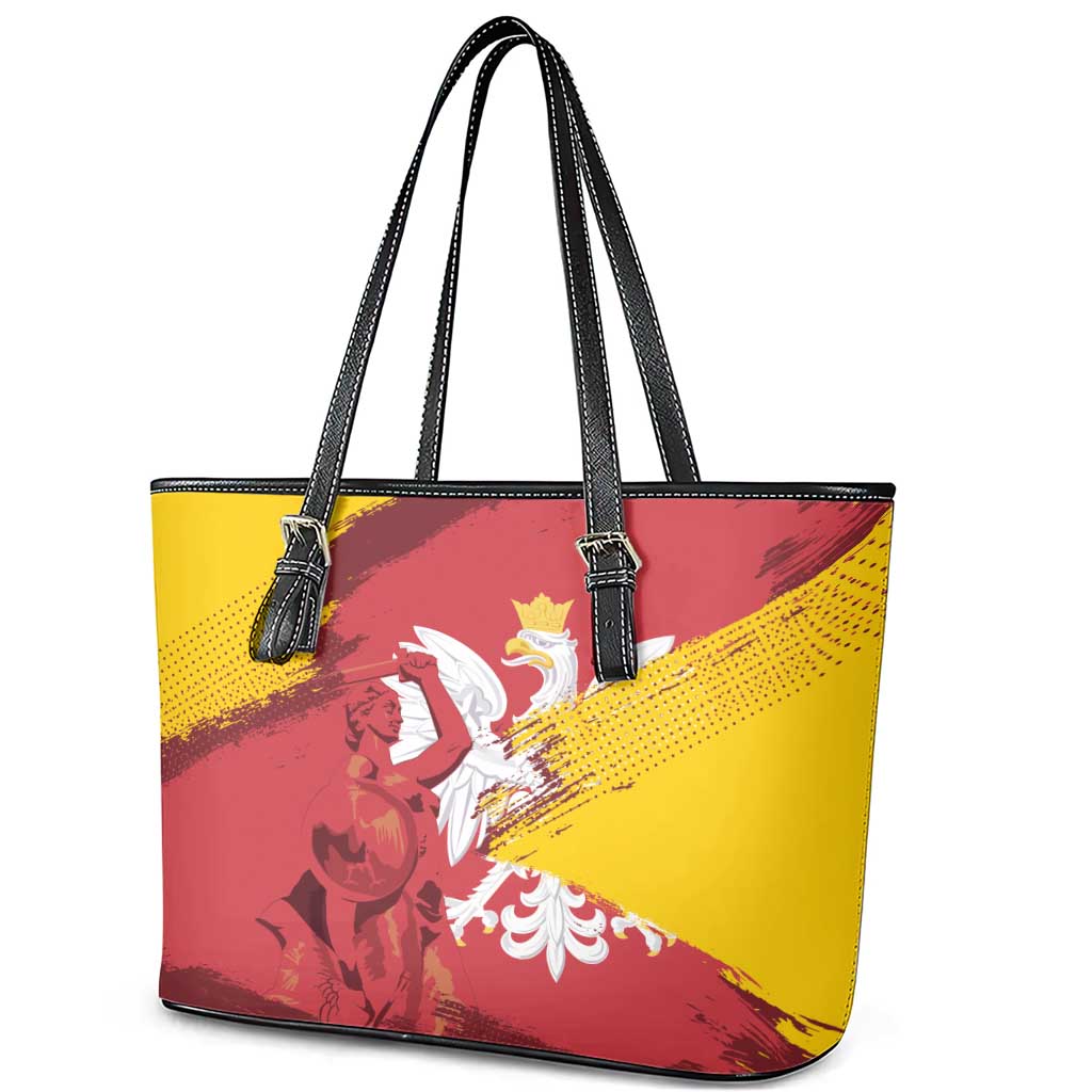 Mermaid of Warsaw Poland Leather Tote Bag Polish Capital City Grunge Style