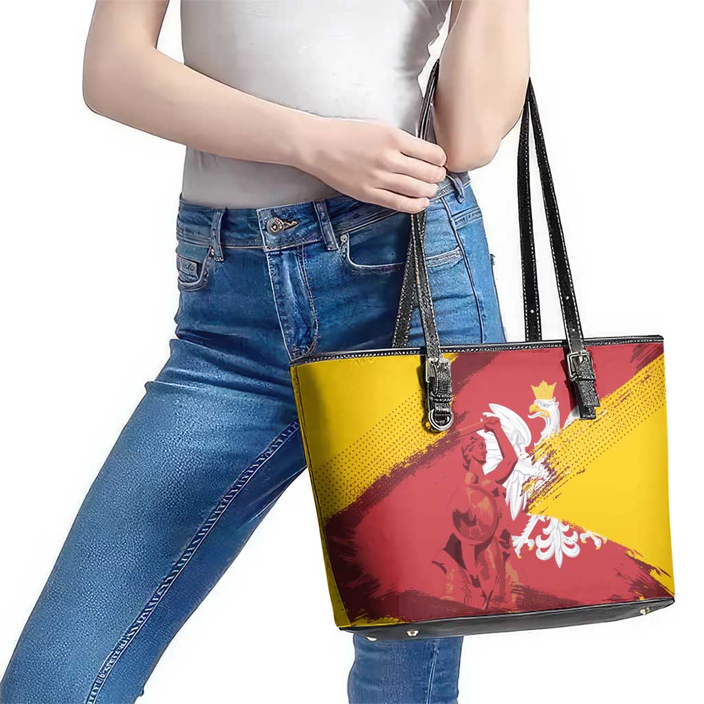 Mermaid of Warsaw Poland Leather Tote Bag Polish Capital City Grunge Style