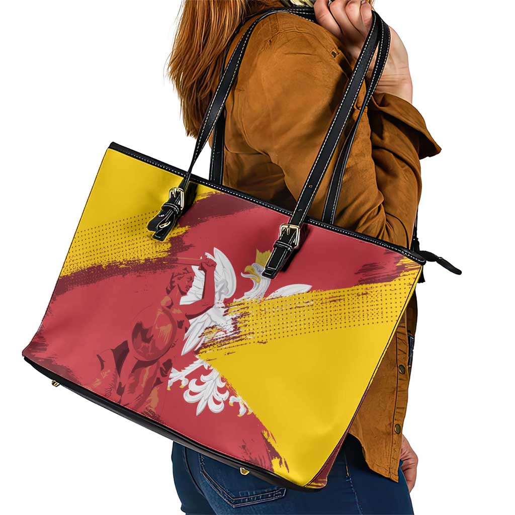 Mermaid of Warsaw Poland Leather Tote Bag Polish Capital City Grunge Style