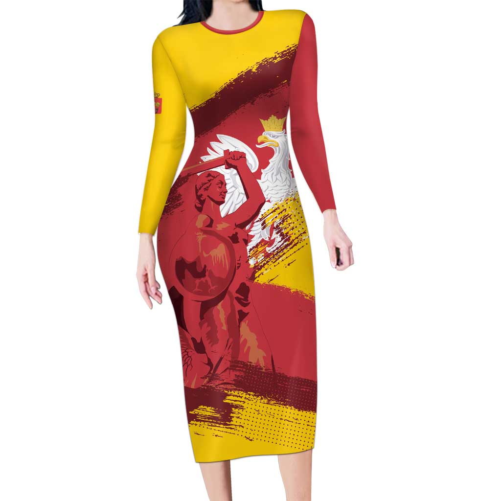Mermaid of Warsaw Poland Long Sleeve Bodycon Dress Polish Capital City Grunge Style