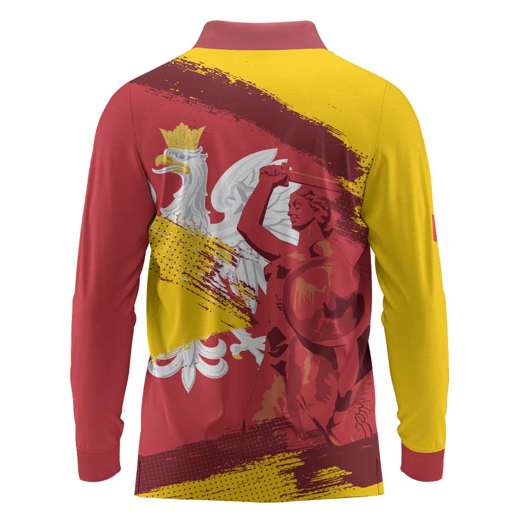 Mermaid of Warsaw Poland Long Sleeve Polo Shirt Polish Capital City Grunge Style