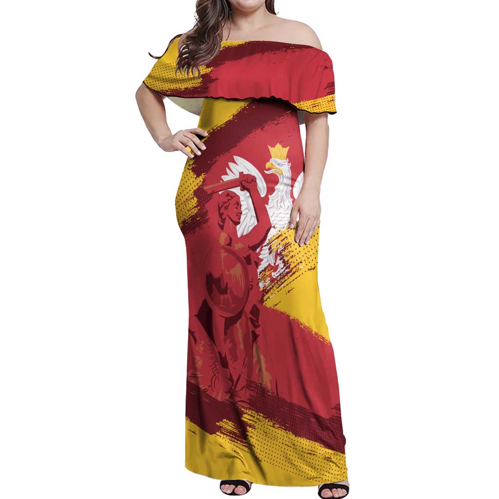 Mermaid of Warsaw Poland Off Shoulder Maxi Dress Polish Capital City Grunge Style