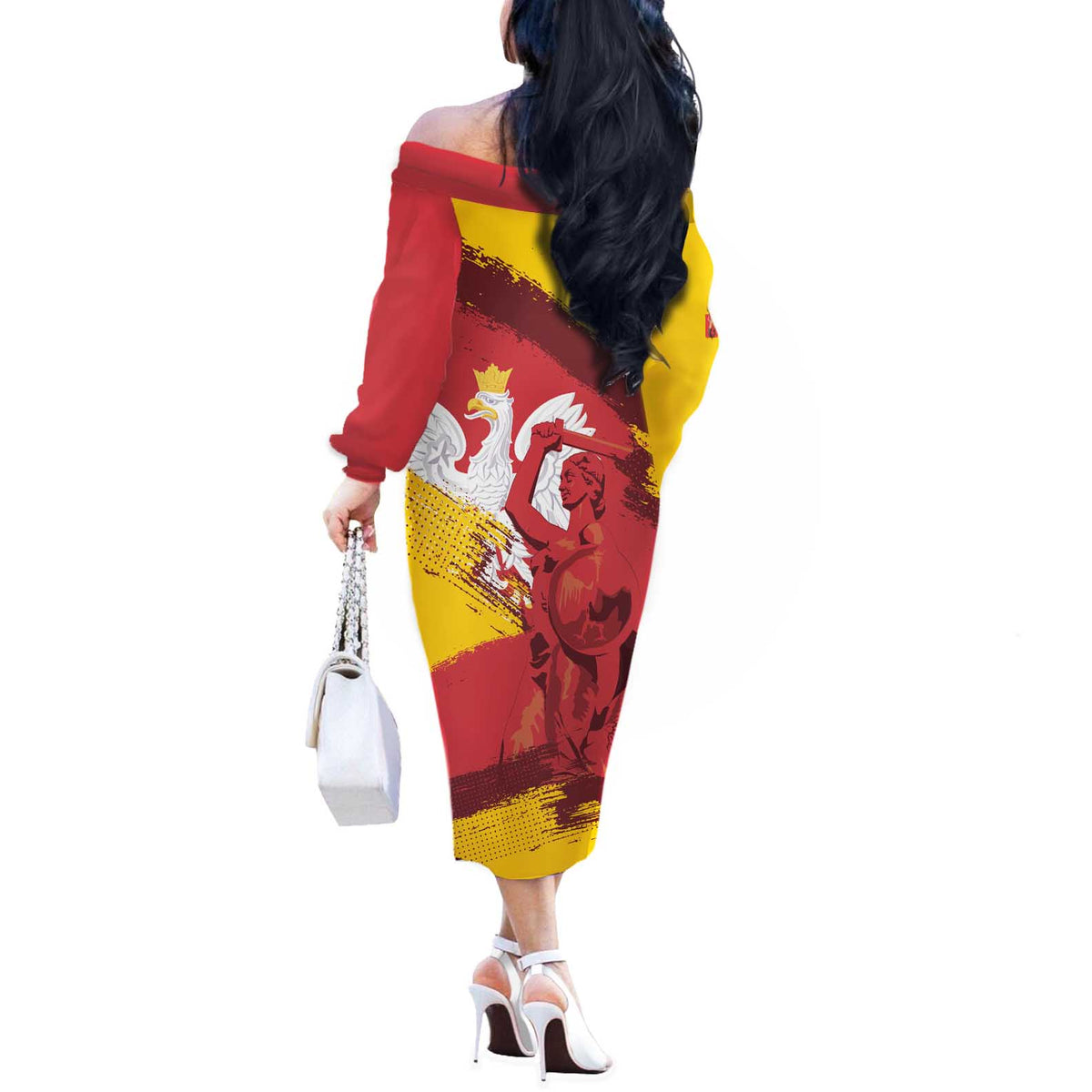 Mermaid of Warsaw Poland Off The Shoulder Long Sleeve Dress Polish Capital City Grunge Style